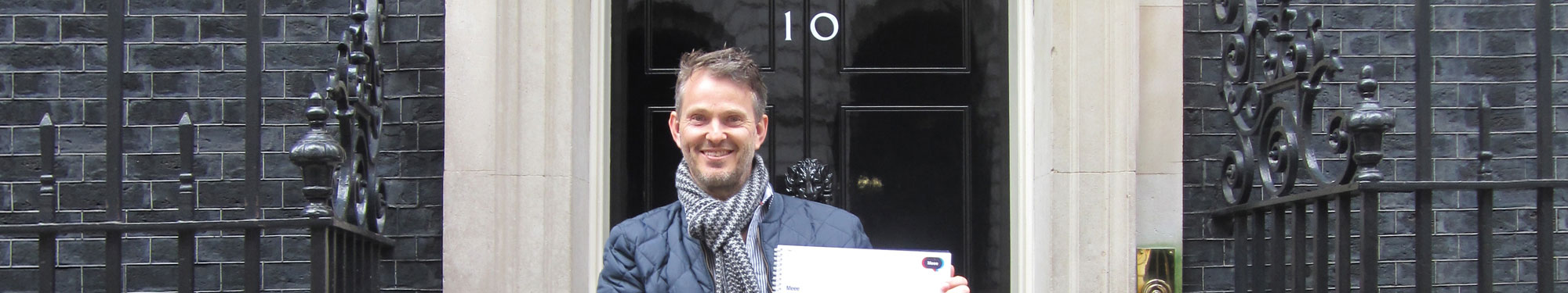 Sid Madge outside 10 Downing Street